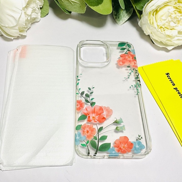 For iPhone 13 Pro Max 13 Case Clear Floral Girl Silicone Cover+Screen Protector - Picture 2 of 2